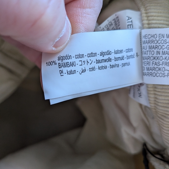NWOT ZARA Corduroy Women Pants Size 0 Beige Light Yellow Color 100% Cotton Baggy - Picture 8 of 12